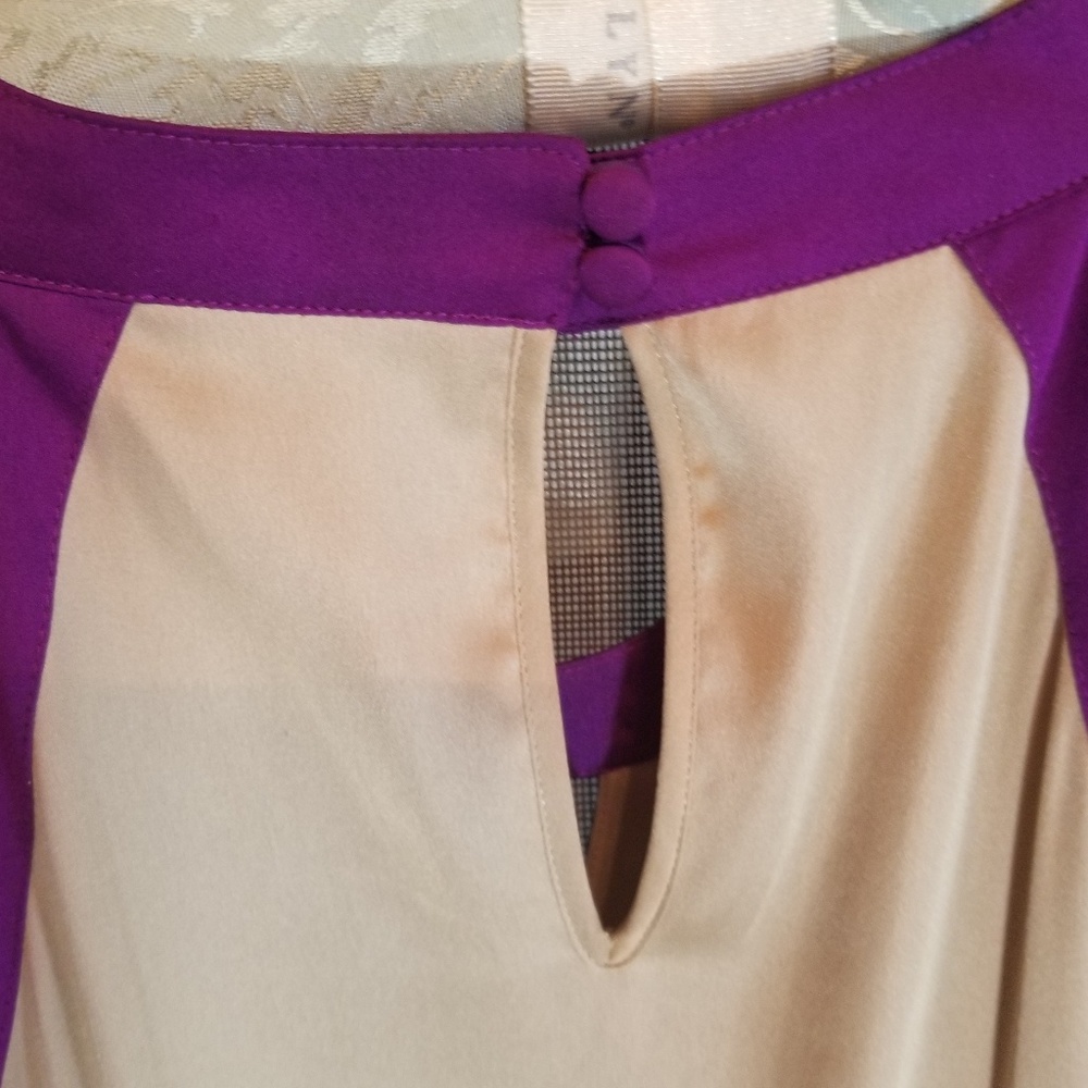 Outback Red purple cream and red silky dress - Picture 4 of 8